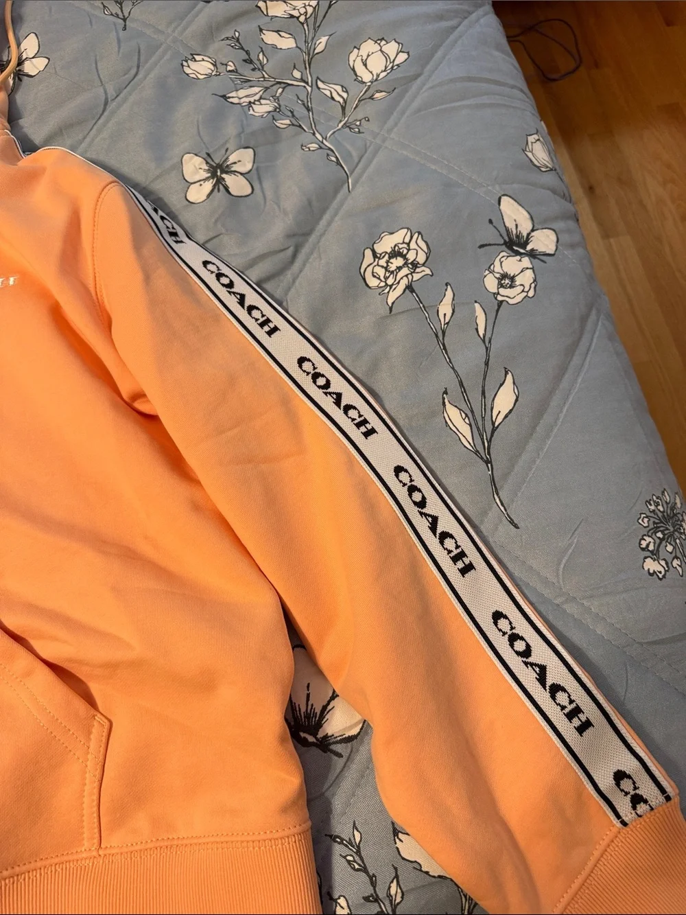 Coach Peach Hoodie with Branded Shoulder Tape